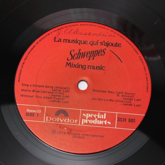 Vintage Schweppes Mixing Music Vinyl Record 1974 - Picture 4 of 6